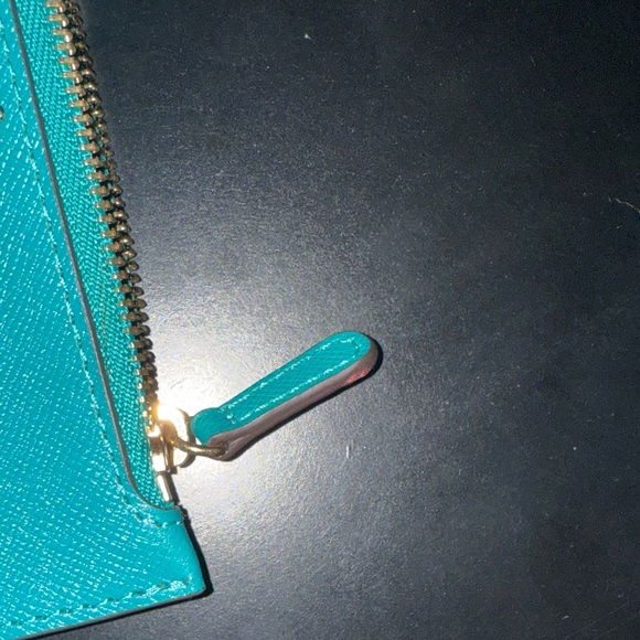Michael Kors Turquoise and Gold Jet Set Travel Top Zip Coin Wallet - Picture 7 of 8